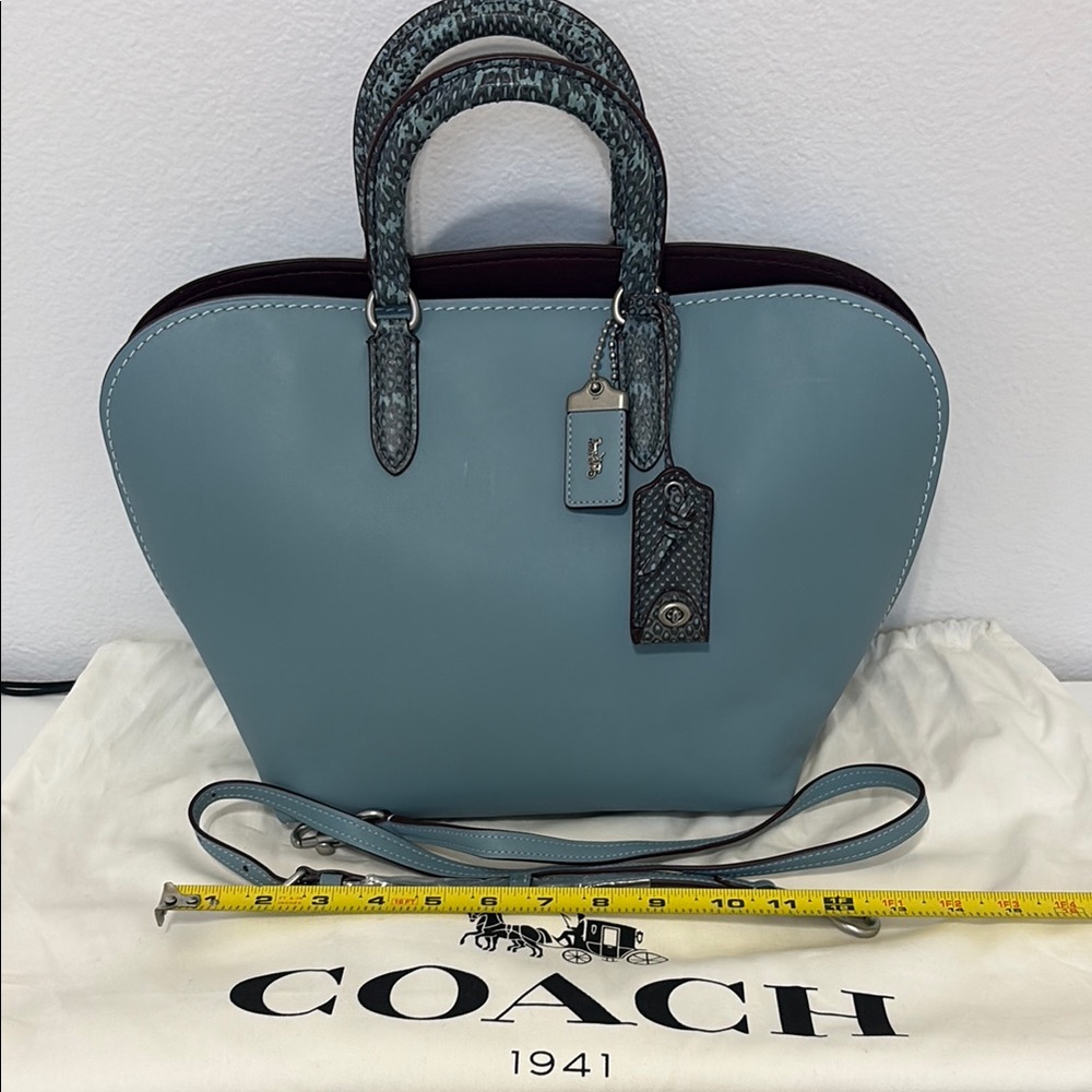 Coach Blue Dakotah Satchel with Colorblock Snakeskin Detail
